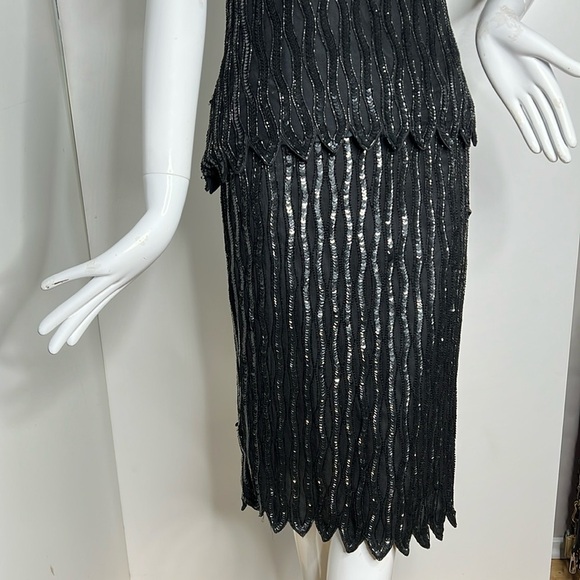 Stenay Sz 8 Two Piece Black Fully Beaded Skirt and T-shirt Set - Picture 6 of 9
